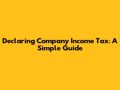 Declaring Company Income Tax: A Simple Guide