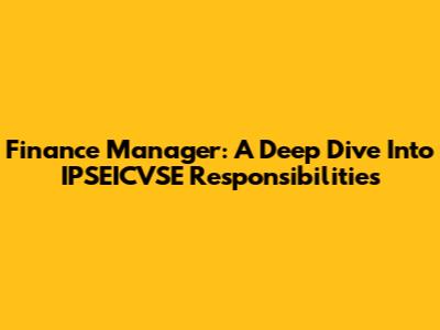 Finance Manager: A Deep Dive Into IPSEICVSE Responsibilities