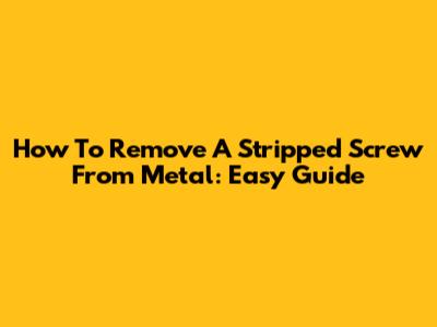 How To Remove A Stripped Screw From Metal: Easy Guide