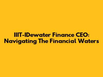 IIIT-IDewater Finance CEO: Navigating The Financial Waters